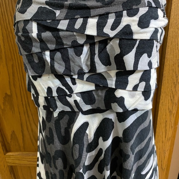 Cache Black, white & Gray camouflage animal print tube top A Line Short Dress L - Picture 2 of 8